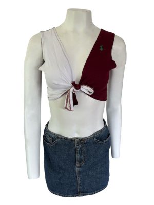 Womens Remake Polo Ralph Lauren Remake Crop Top Tie Front Size L