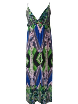 Conos Maxi Dress Strappy Maxi Abstract Printed Long V-Neck Size M/L