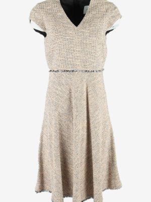 L.K Bennet London Vintage Midi Dress No Pattern V Neck 90s Multi Size S