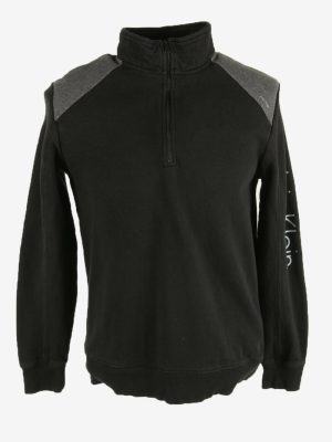 Vintage Calvin Klein Sweatshirt Half Zip Long Sleeve 90s Black Size S