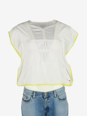 Vintage Embroidered Hippie Gypsy Blouse Tunic Top Kaftan White Size S