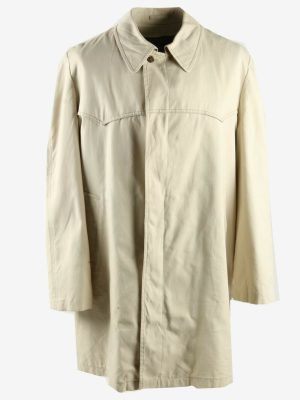 Vintage Trench Coat London Fog Fur Lined Button Rain Coat Ivory Size XL