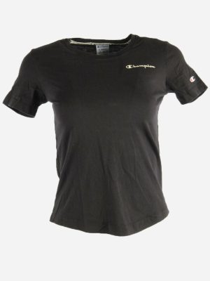 Women Champion T-Shirt Tee Short Sleeve Sports Vintage 90s  Black Size XS