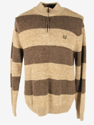 Chaps Plain Vintage Jumper High Neck Sweater Beige Size L