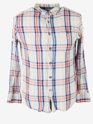 Flannel Shirt Vintage Check Long Sleeve Button 90s Cotton M