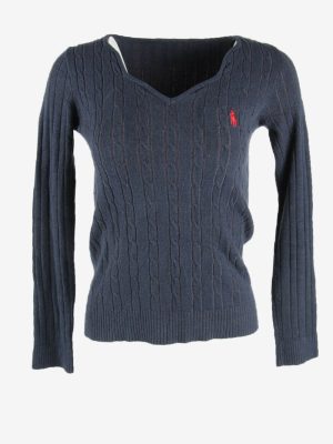 Guionnet Eugene Vintage Jumper Long Sleeve V Neck Retro 90s Navy Size L