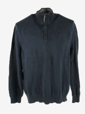 Nautica Jumper Collared Vintage Long Sleeve Quarter Zip 90s Navy Size XXL
