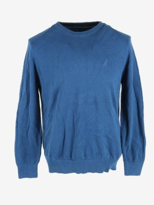 Nautica Jumper Vintage Pullover Crew Neck Sweater 90s Blue Size L