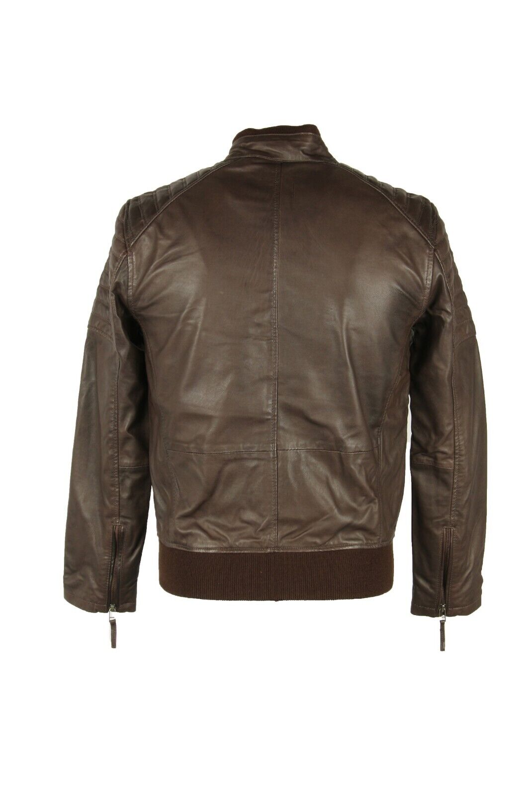 Real Leather Jacket Mens Bomber Biker Style, Brown S,M,L,XL Brand New ...