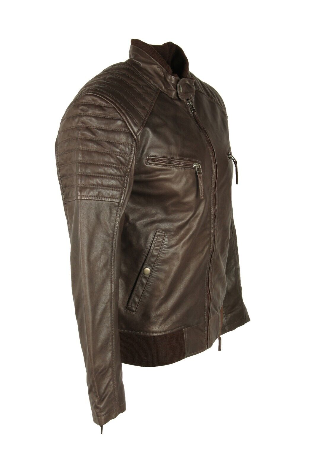 Real Leather Jacket Mens Bomber Biker Style, Brown S,M,L,XL Brand New ...
