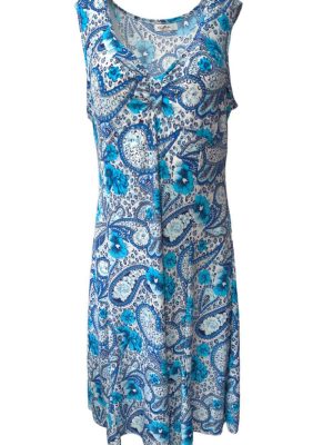 Shift Dress Paisley Sleeveless Midi V-Neck Size L