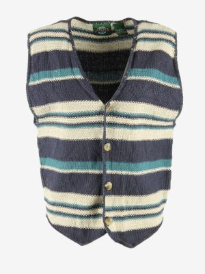Vintage Seaman Gilet Striped V Neck Festival Boho 90s Multi Size M