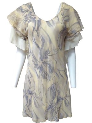 Vintage Summer Dress Abstrack Cup Sleeve Knee Lenght Size M