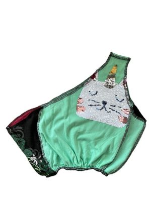 Womens Remake Crop Top Vintage Seam Detail One Shoulder Top Size L