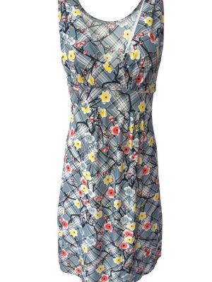Womens Wrap Dress V Neck Floral Summer Midi Size M