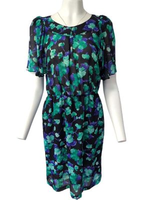 Moretti Donna Dress Transparent 70s 80s 90s Retro Vintage Floral Size 46