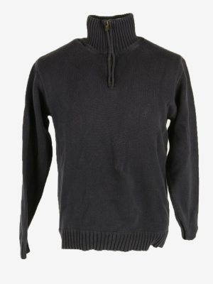 Nautica Quarter Zip Jumper Vintage Pullover Collared 90s Black Size M