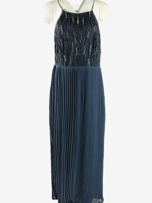 Sequin Maxi Dress Vintage V Neck Party Cocktail 90s Navy XL