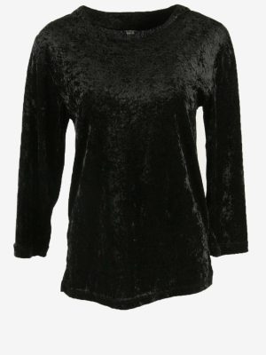Vintage Velvet Blouse Crew Neck Wedding Cocktail 90s Black Size M