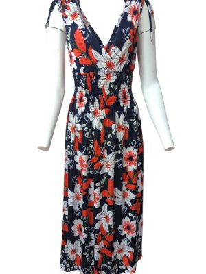 Womens Maxi Dress Surplice Wrap Sleeveless Elastic Waist Size XL/XXL