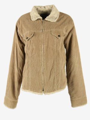 Corduroy Jacket Vintage Sherpa Cord Zip Retro 90s Coffee Size XXL