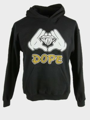 Diomond Print Hoodies Vintage Pocket  Sportwear 90s Black Size M