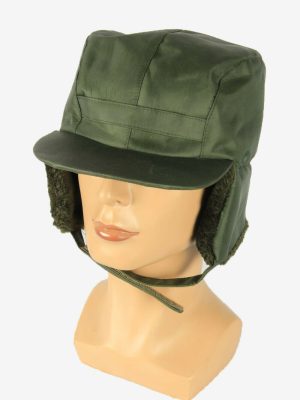 Fur Cap Hat Vintage Earflaps Ski Cossack Winter 90s Green Size 56 cm