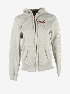 Hollister Vintage Tracksuit Top Crew Neck Sports Retro Grey Size S