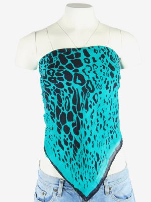 Ladies Paisley Scarf Square Head Neckerchief Top Summer 90s Turquoise