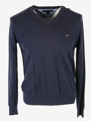Tommy Hilfiger Plain Sweater Vintage Jumper V Neck 90s Navy Size M