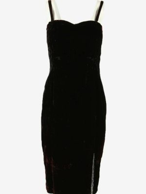 Velvet Maxi Dress Vintage Strappy Vent Retro 90s Dark Velvet Size 12/14