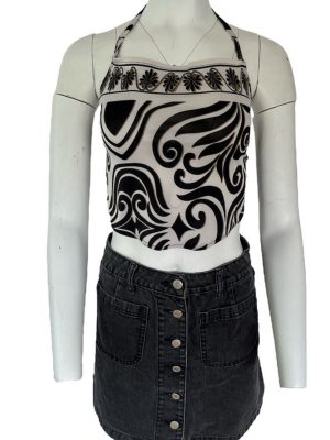 Womens Boho Halter Neck Crop Top Summer Beach Holiday