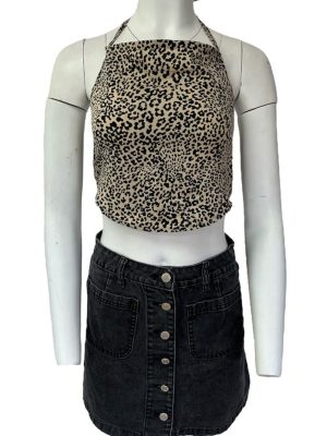 Womens Boho Halter Neck Crop Top Summer Beach Holiday