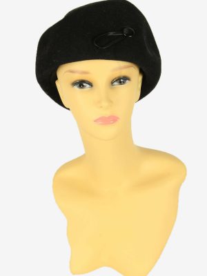 Beret Vintage Hat Classic Design Country 80s Retro Black Size 60 cm