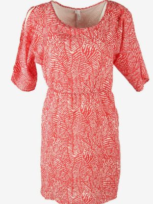 Vintage Patterned Mini Dress Crew Neck Retro 90s Hot Pink Size XS