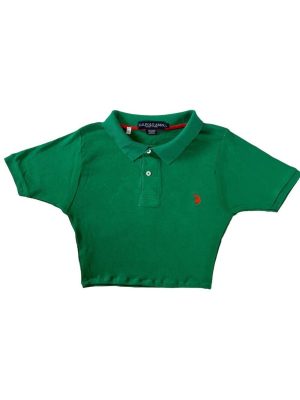 Reworked Crop Top Upcycled 90s Vintage US Polo Shirt  Green S