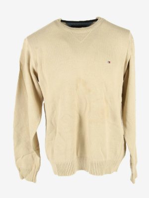 Tommy Hilfiger Jumper Vintage Crew Neck Long Sleeve 90s Beige Size XL