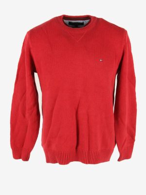 Tommy Hilfiger Jumper Vintage Crew Neck Long Sleeve 90s Red Size L
