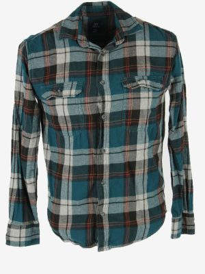 Vintage Flannel Shirt Check Long Sleeve Button 90s Cotton Multi S