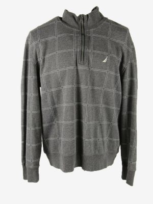 Vintage Nautica Sweatshirt Collared Sports Retro Dark Grey Size XL