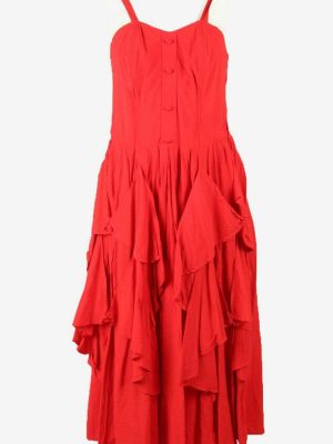 Vintage Summer Spaghetti Strap Dress Elastic Back Retro 90s Red One Size