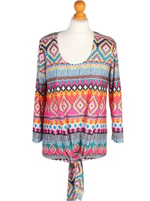 Women Blouse Top Shirts 90s Travel Element Floral Printed Size S